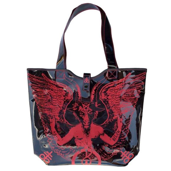 Handbags - Black & Red Baphomet Translucent PVC Beach Totebag NWT